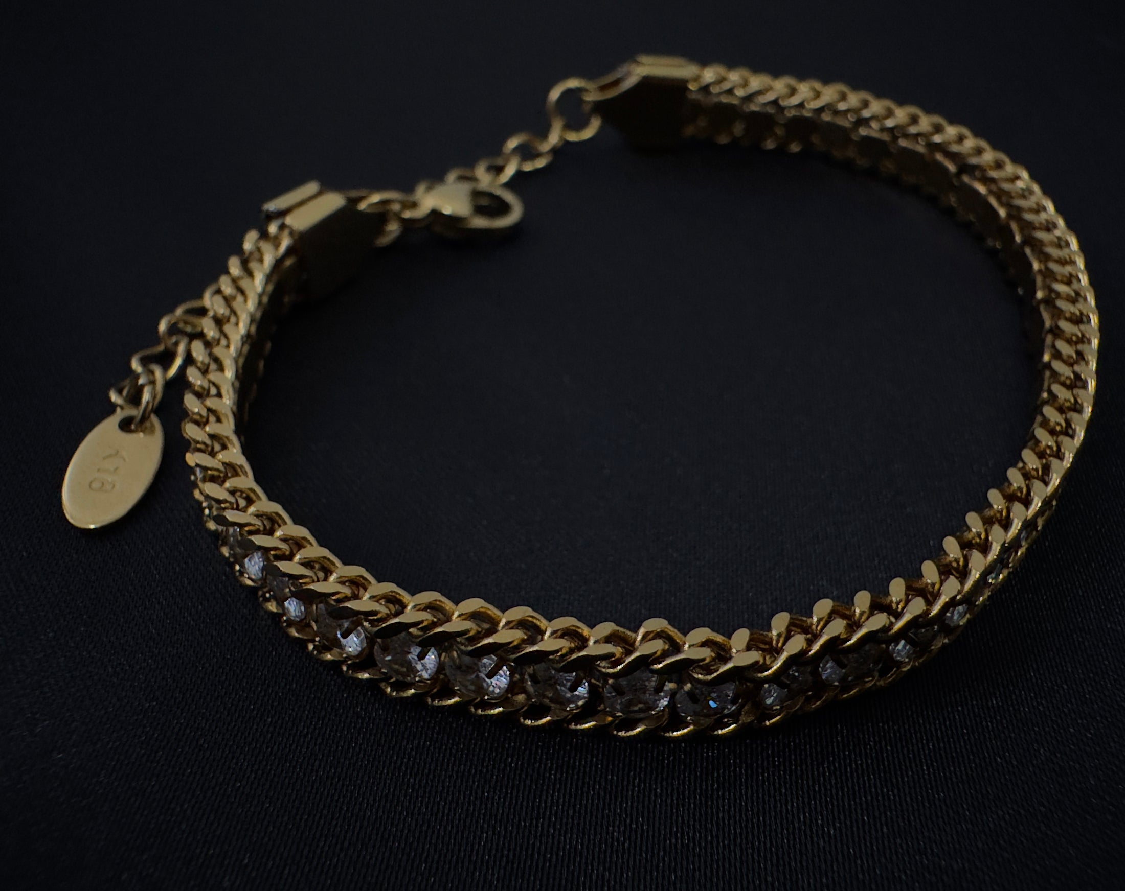 Chained Diamonds 18k Gold Plated Bracelet