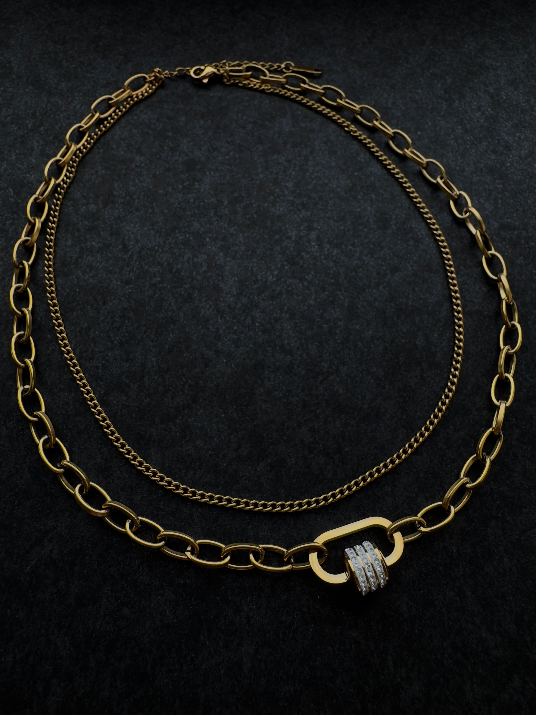 Sophisticated Duo 18k Gold Plated Necklace