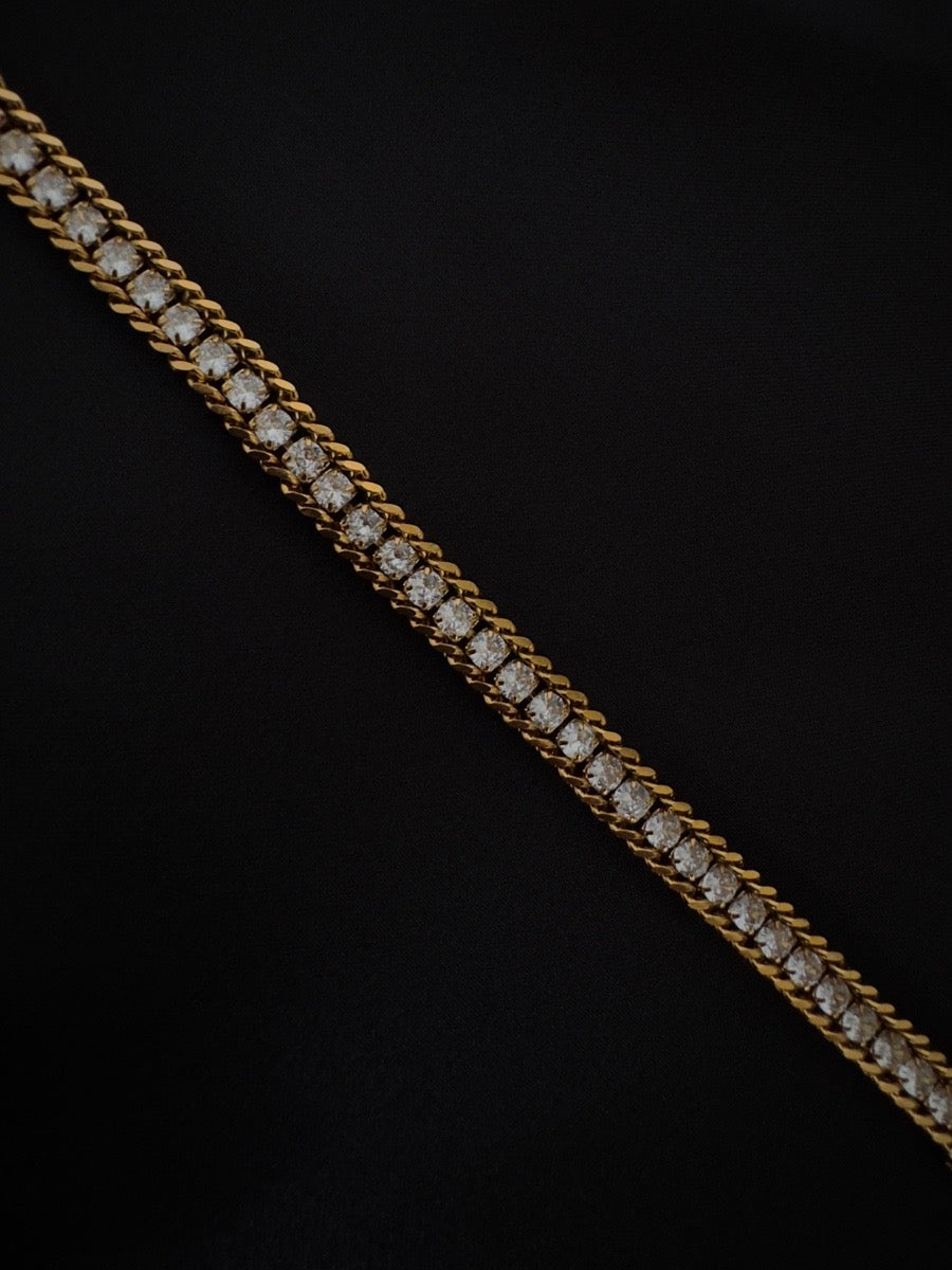 Chained Diamonds 18k Gold Plated Bracelet